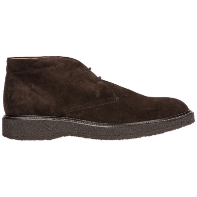 Shop Tod's Men's Suede Desert Boots Lace Up Ankle Boots In Brown
