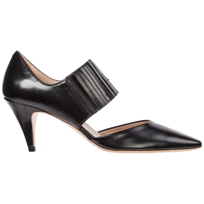 Shop Tod's Women's Leather Pumps Court Shoes High Heel In Black