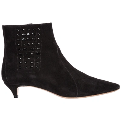 Shop Tod's Women's Suede Heel'ankle Boots Booties In Black