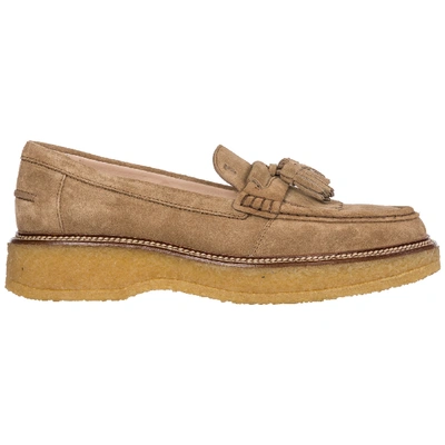 Shop Tod's Women's Suede Loafers Moccasins In Beige
