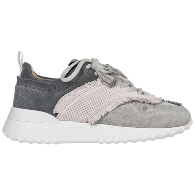 Shop Tod's Women's Shoes Suede Trainers Sneakers In Grey