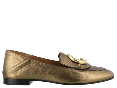 Shop Chloé C Metallic Loafers In Gold