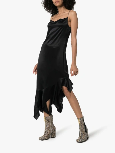 Shop Marques' Almeida Marques'almeida Asymmetric Silk Dress In Black