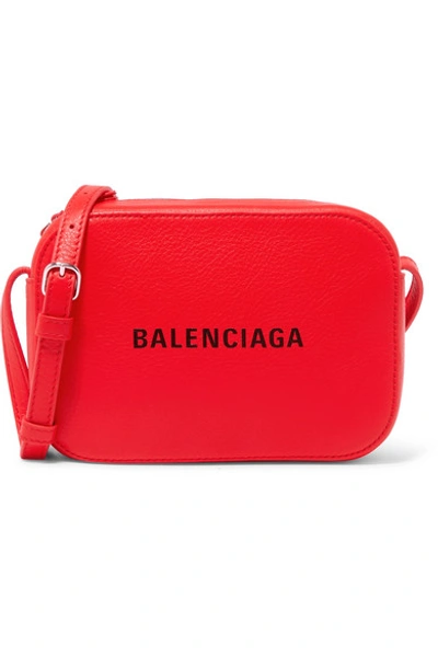 Shop Balenciaga Everyday Xs Aj Printed Textured-leather Camera Bag In Red
