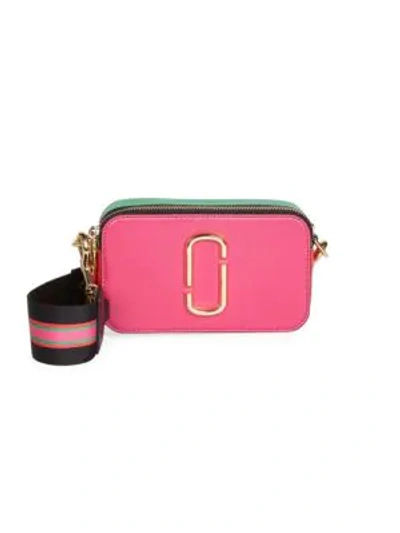 Shop Marc Jacobs The Snapshot Coated Leather Camera Bag In Tart Pink Multi