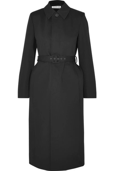 Shop Balenciaga Belted Cotton-twill Trench Coat