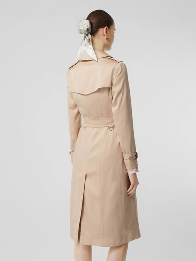 Shop Burberry Silk Satin Trench Coat In Pale Blush