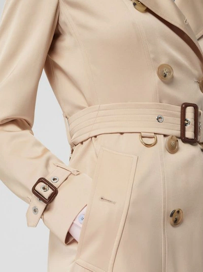 Shop Burberry Silk Satin Trench Coat In Pale Blush