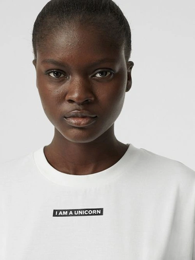 Shop Burberry Unicorn Print Cotton Oversized T-shirt In White