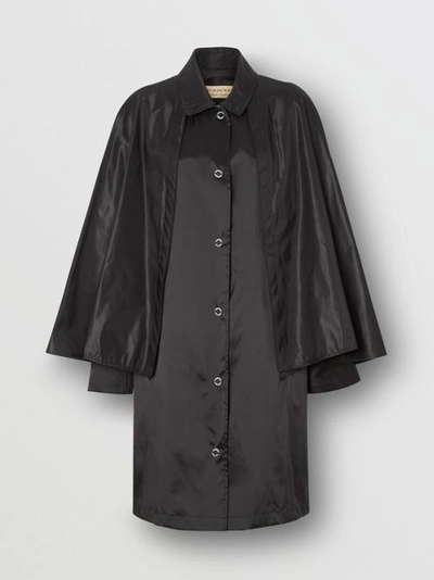 Shop Burberry Cape Detail Econyl® Belted Coat In Black