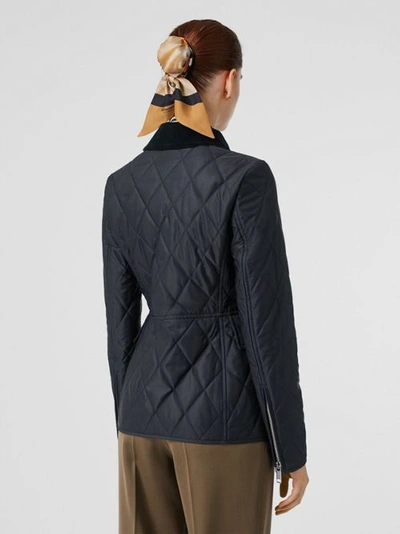 Shop Burberry Monogram Motif Quilted Riding Jacket In Navy