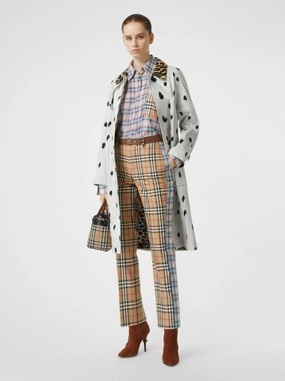 Shop Burberry Straight Fit Contrast Check Cotton Trousers In Archive Beige