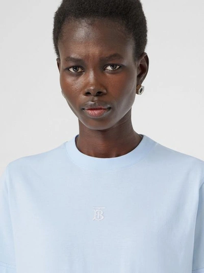 Shop Burberry Monogram Motif Cotton T-shirt In Pale Blue