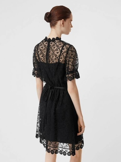 Shop Burberry Floral Embroidered Tulle Dress In Black