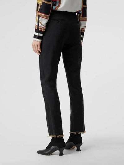 Shop Burberry Ring-pierced Wool Tailored Trousers In Black