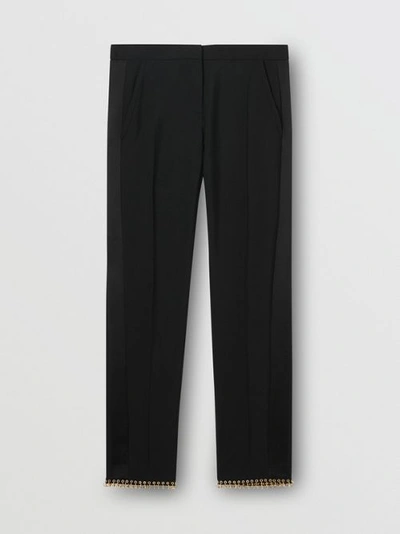 Shop Burberry Ring-pierced Wool Tailored Trousers In Black