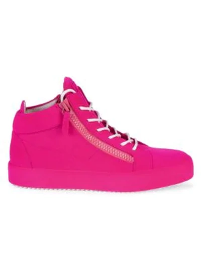 Shop Giuseppe Zanotti Velvet Spray High-top Sneakers In Rosa
