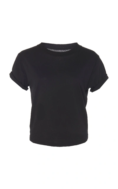 Shop Re/done Rolled Sleeve Cotton Tee In Black