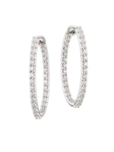 Shop Hearts On Fire Women's Hof Classics 18k White Gold & Round Diamond Inside-out Oval Hoop Earrings