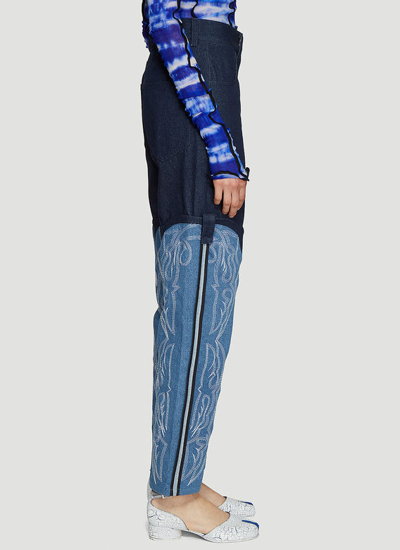 Asai Cowboy Embroidered High Waist Jeans In Blue | ModeSens