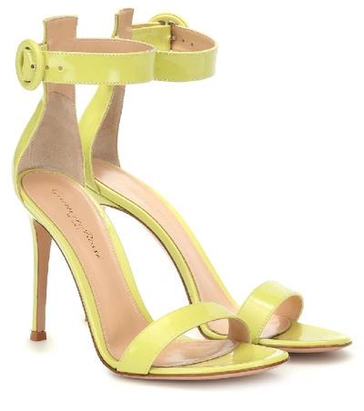 Shop Gianvito Rossi Portofino 105 Leather Sandals In Yellow