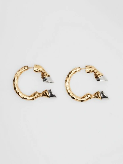 Shop Burberry Gold And Palladium-plated Hoof Open-hoop Earrings In Light Gold/palladio