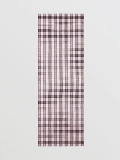 Shop Burberry Vintage Check Lightweight Wool Silk Scarf In Lavender