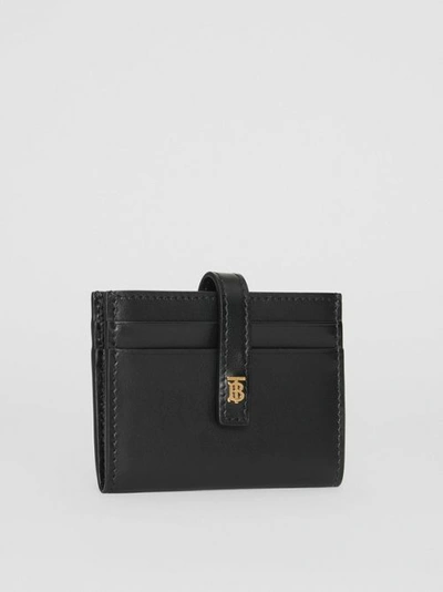 Shop Burberry Monogram Motif Leather Folding Card Case In Black
