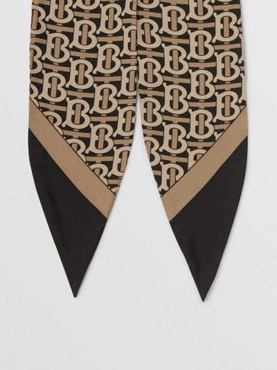 Shop Burberry Monogram Print Silk Hair Scarf In Black