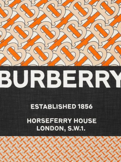 Shop Burberry Monogram Print Cashmere Large Square Scarf In Bright Orange