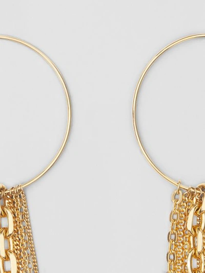 Shop Burberry Chain Detail Gold-plated Hoop Earrings In Light Gold