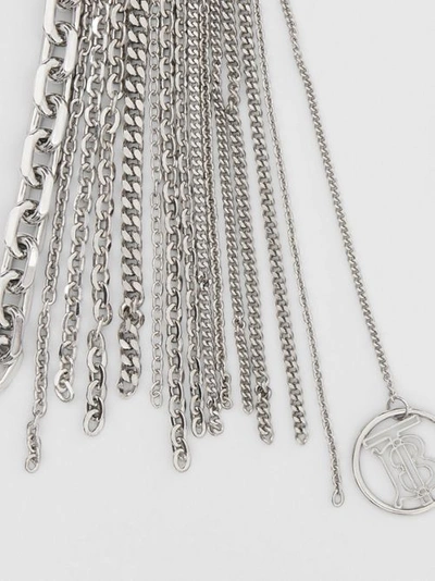 Shop Burberry Chain Detail Palladium-plated Hoop Earrings In Palladio