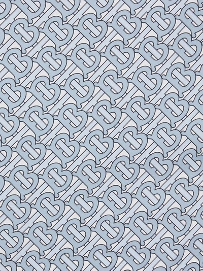 Shop Burberry Monogram Print Silk Square Scarf In Pale Blue
