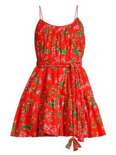 Shop Rhode Nala Floral Pleated Flare Dress In Red Dazzle
