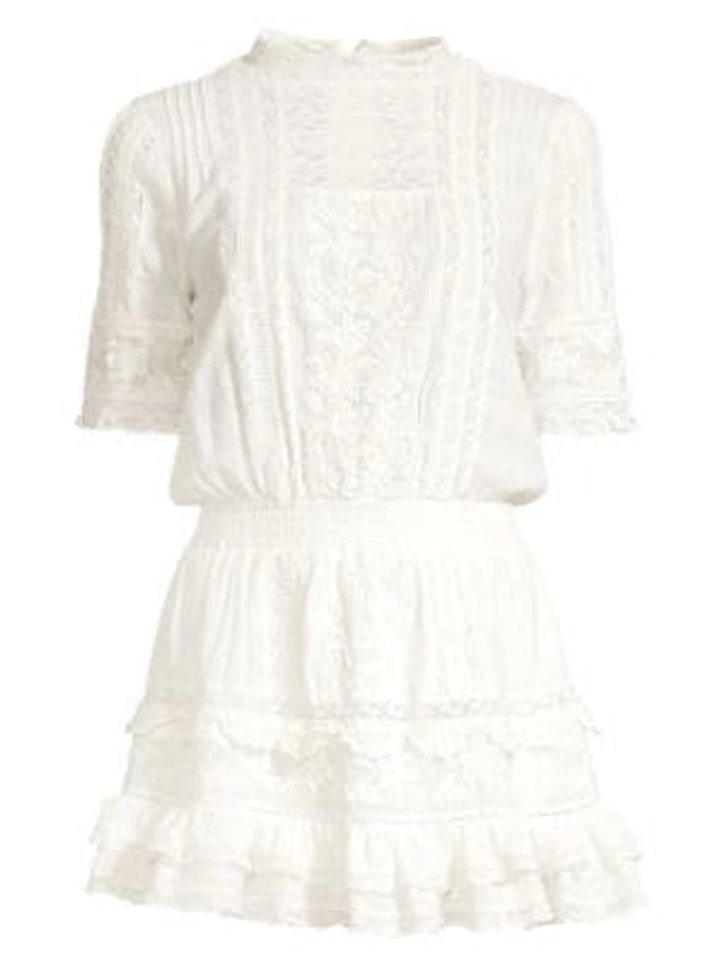 Loveshackfancy Leighton Lace Blouson Dress In White ModeSens