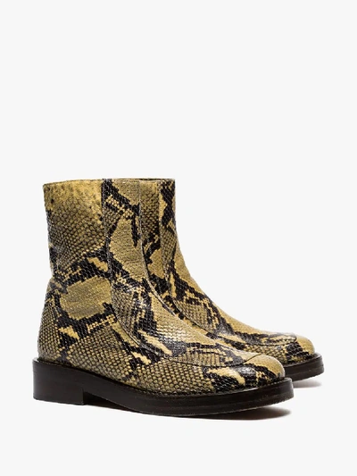 Shop Marni Neutral Snakeskin Embossed Boots In Light Camel
