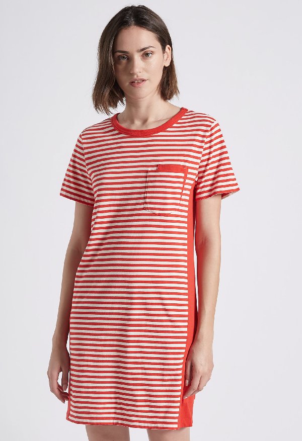 red and white striped t shirt dress