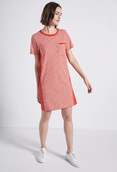 Shop Current Elliott The Beatnik Dress With Side Panels In Red & White Stripe