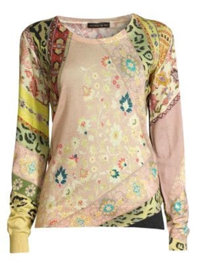 Shop Etro Ribbon Floral Animal Sweater In Beige