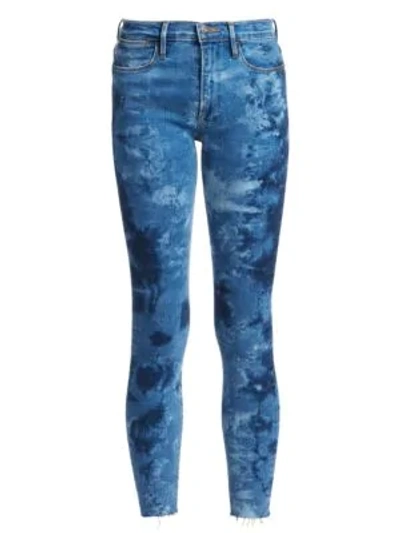 Shop Frame Le High Skinny Raw Edge Patterned Jeans In Gaze