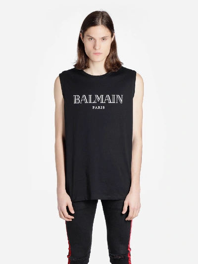 Shop Balmain Tank Tops In Black