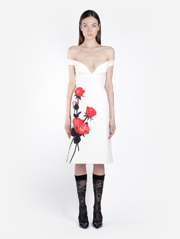 white strapless prada dress