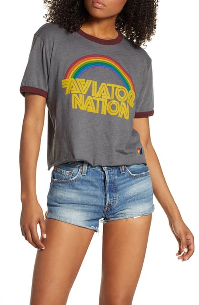 Shop Aviator Nation 70s Boyfriend Ringer Tee In White Red