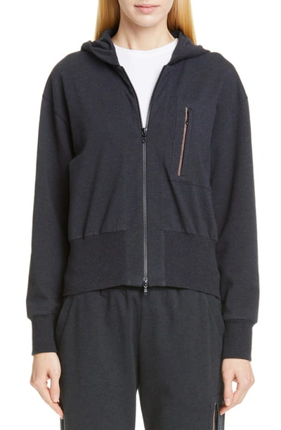 Shop Brunello Cucinelli Monili Pocket French Terry Hoodie In Anthracite