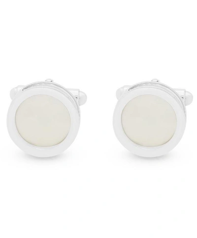 Shop Lanvin Round Mother Of Pearl Cufflinks In Silver