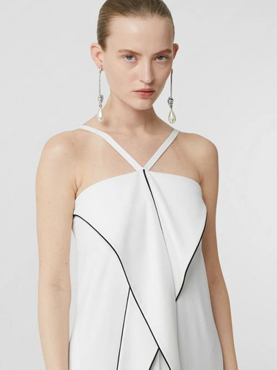 Shop Burberry Drape Detail Stretch Jersey Gown In White