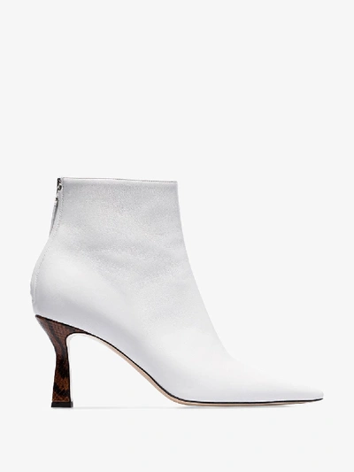 Shop Wandler White Lina 75 Leather Ankle Boots