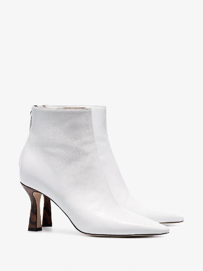 Shop Wandler White Lina 75 Leather Ankle Boots