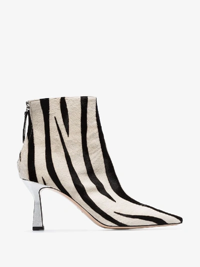 Shop Wandler White And Black Lina 75 Zebra Print Ponyskin Ankle Boots