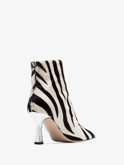 Shop Wandler White And Black Lina 75 Zebra Print Ponyskin Ankle Boots